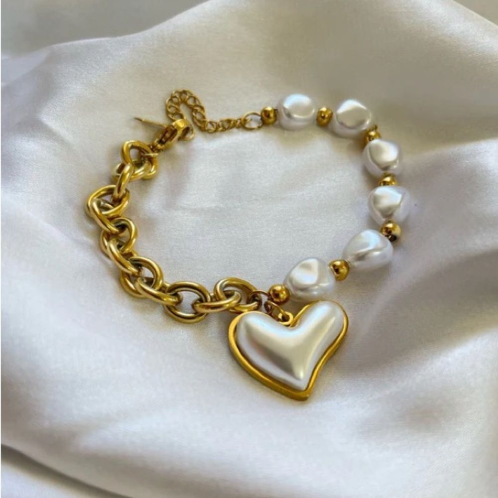 Pearl heart Bracelet Q818 - Picture 1 of 5